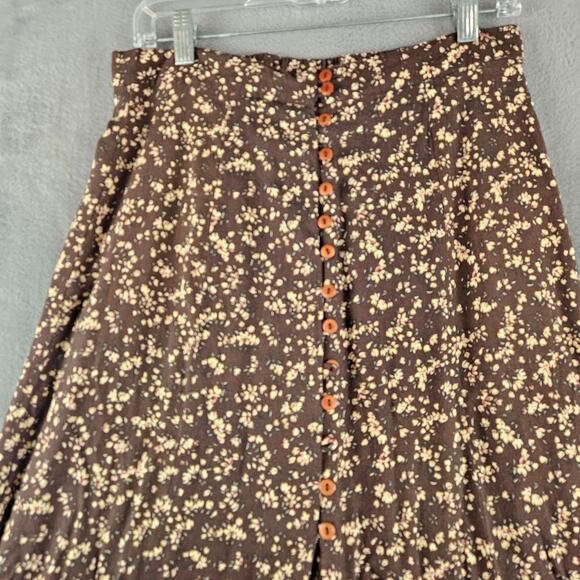 Vintage Express 90's Floral Maxi Skirt Brown Ditsy Print Cottagecore Coquette L - Picture 3 of 8